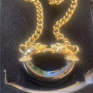 Double Panther head’s In Gold Plated by Jackie Collins